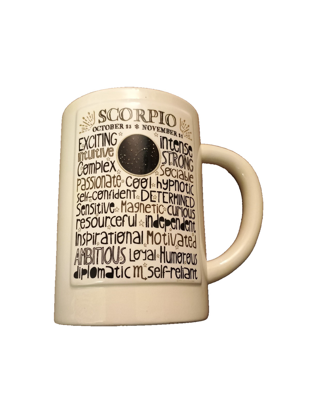 SCORPIO ZODIAC Ceramic COFFEE MUG Exciting Complex Ambitious Loyal Humorous 5"T